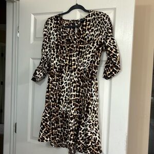 Scoop 3/4 rouched sleeve above knee dress